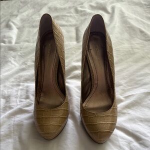 BCBGeneration Tan Croc-Embossed Heels